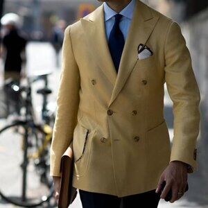 Men's Textured Silk Suit Jacket Blazer sz 44R - Wheat